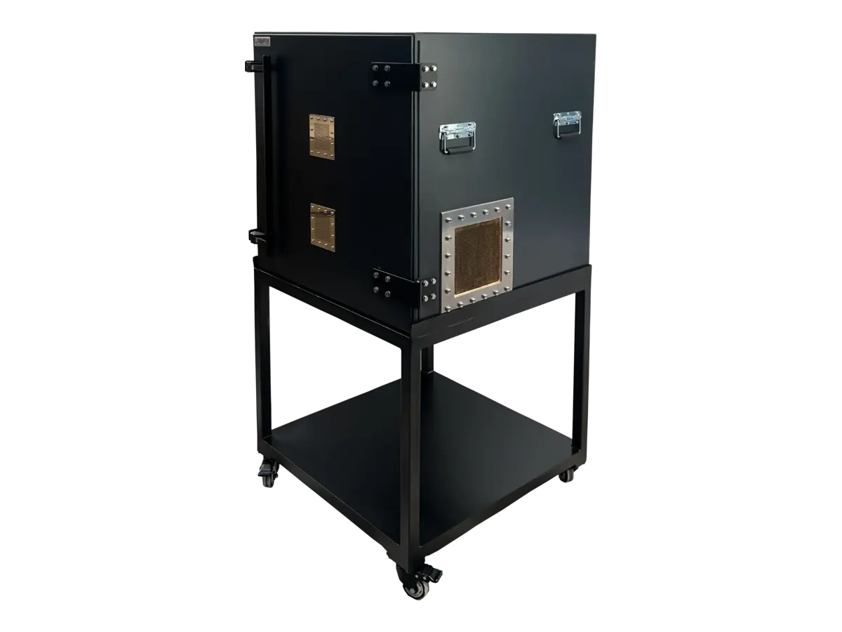 front-left view of LBX7800 standalone shielded anechoic chamber for 5G and wireless certification testing