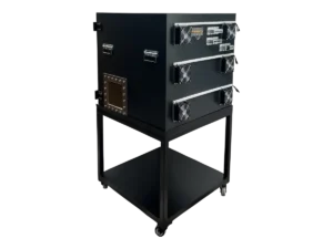 LBX7800 standalone shielded anechoic chamber rear-left view for medical electronics and cybersecurity testing