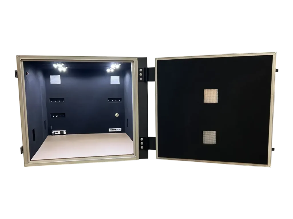 interior view of LBX5100 compact rf chamber for antenna tuning and pcb diagnostics