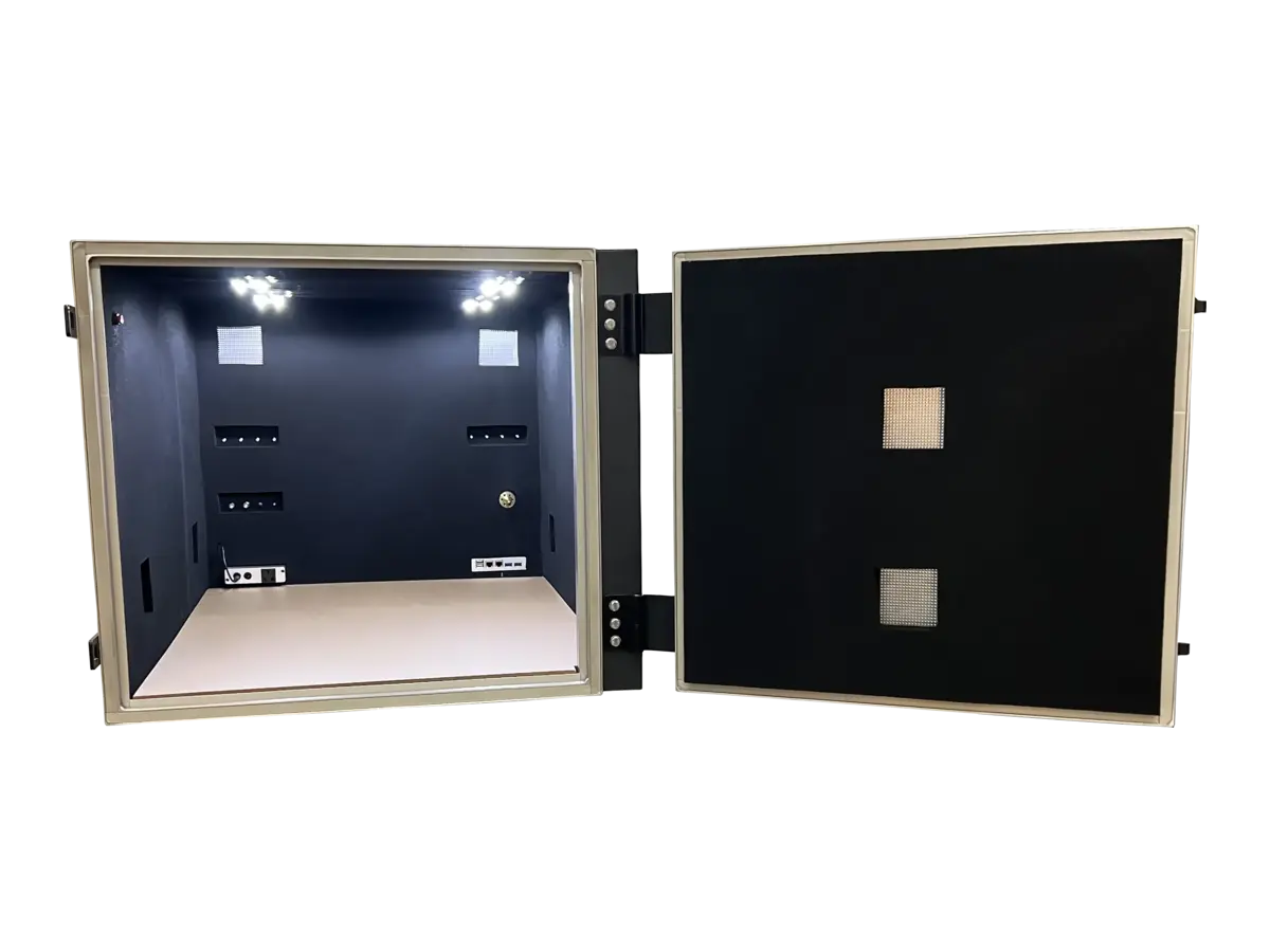 interior view of LBX5100 compact rf chamber for antenna tuning and pcb diagnostics