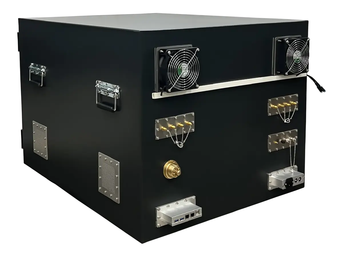 LBX5100 small benchtop rf enclosure rear-left view for medical wearable validation