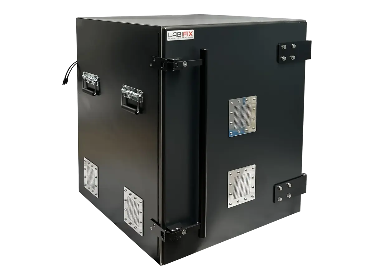 LBX6020 small rf shield enclosure front-right view for tactical sensor module validation