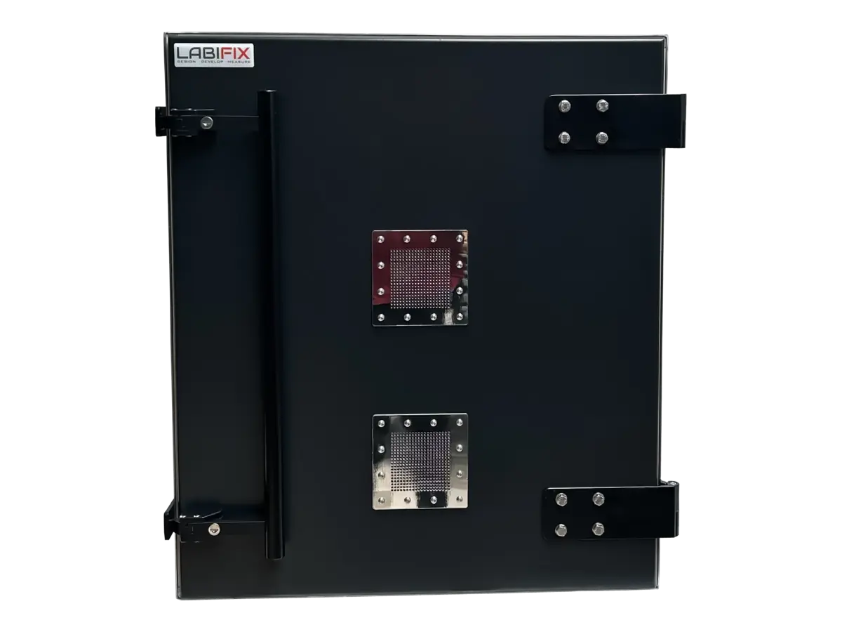 front view of LBX6020 mini rf test enclosure for portable gnss and navigation testing
