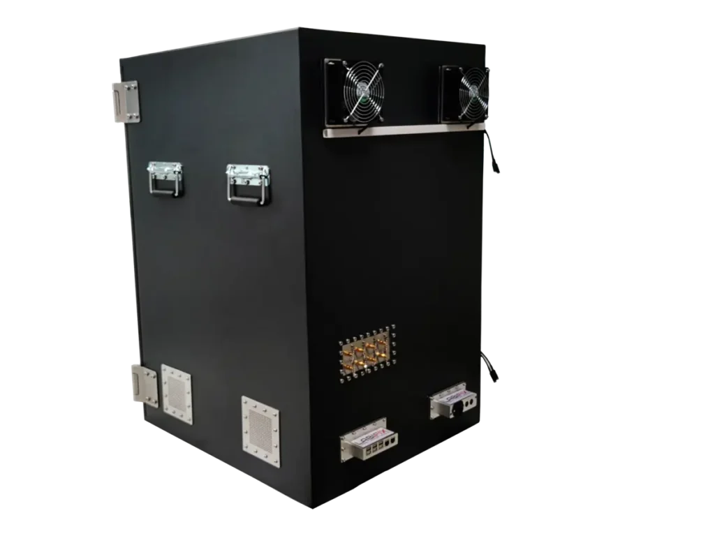 LBX7000 small benchtop RF enclosure rear-left view for remote sensor hardware development