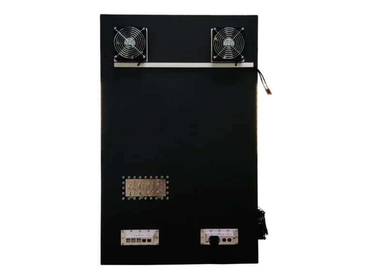 rear view of LBX7000 portable RF shielding enclosure with RF interfaces for field instrumentation